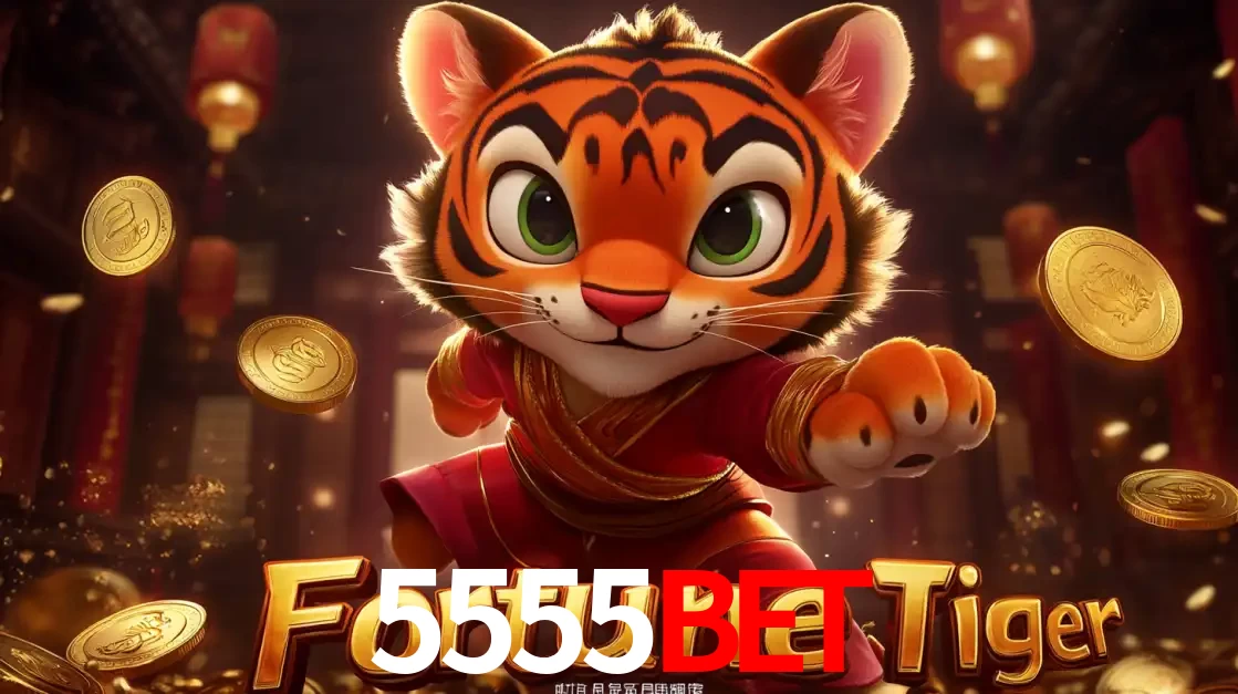 O carismático mascote do jogo de slot Fortune Tiger, um tigre fofo em pose de artes marciais, pronto para trazer sorte e multiplicadores de ganhos no cassino online 5555BET.